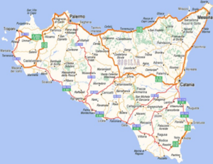 Mappa geografica della Sicilia